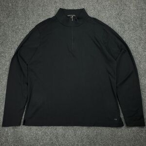 Robert Barakett Quarter 1/4 Zip Pullover Mens Large Mock Neck Black Pima Cotton